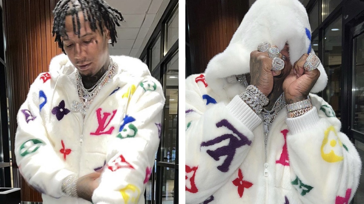 Moneybagg Yo with a crazy Louis Vuitton mink fur jacket 😮‍💨❄️ #what